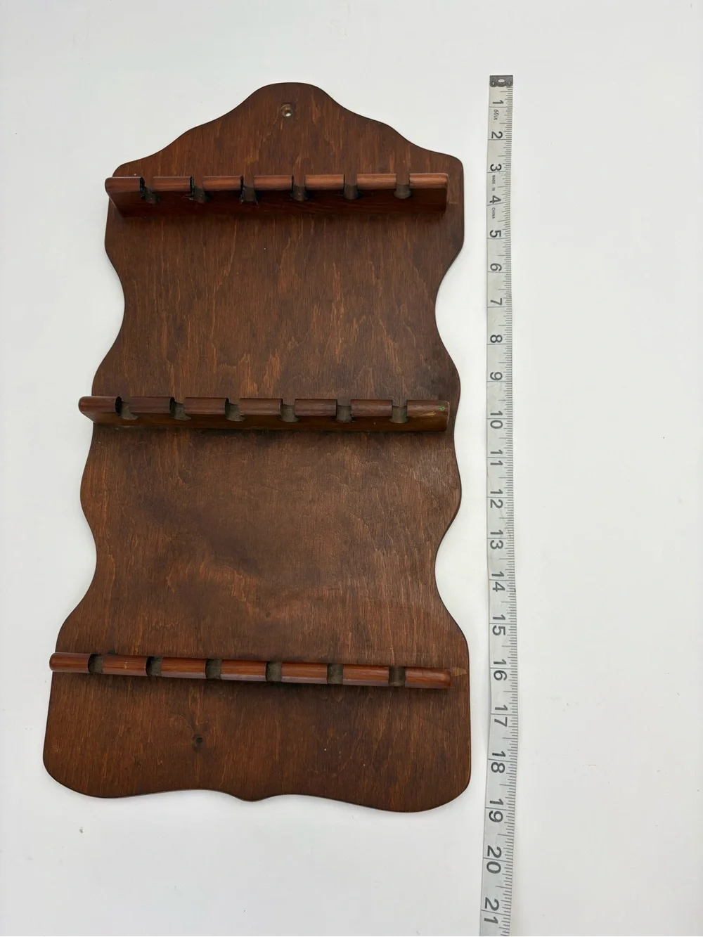 Vintage Wooden Wall-Mounted Display Shelf in Dark Brown